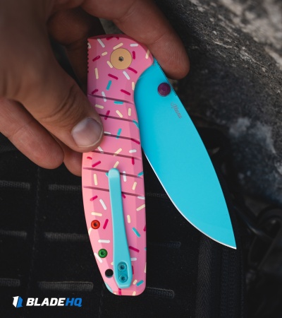 Bestechman Goodboy Dessert Warrior Button Lock Knife Pink G-10 (3.54" Blue)